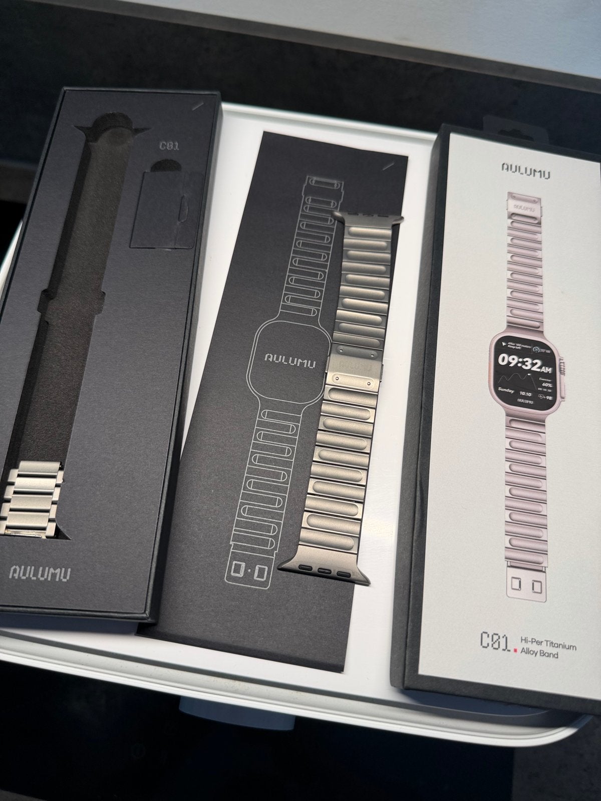 Aulumu Titanium band voor Apple Watch Ultra - C01 Hi-Per, Ophalen of Verzenden, Zo goed als nieuw
