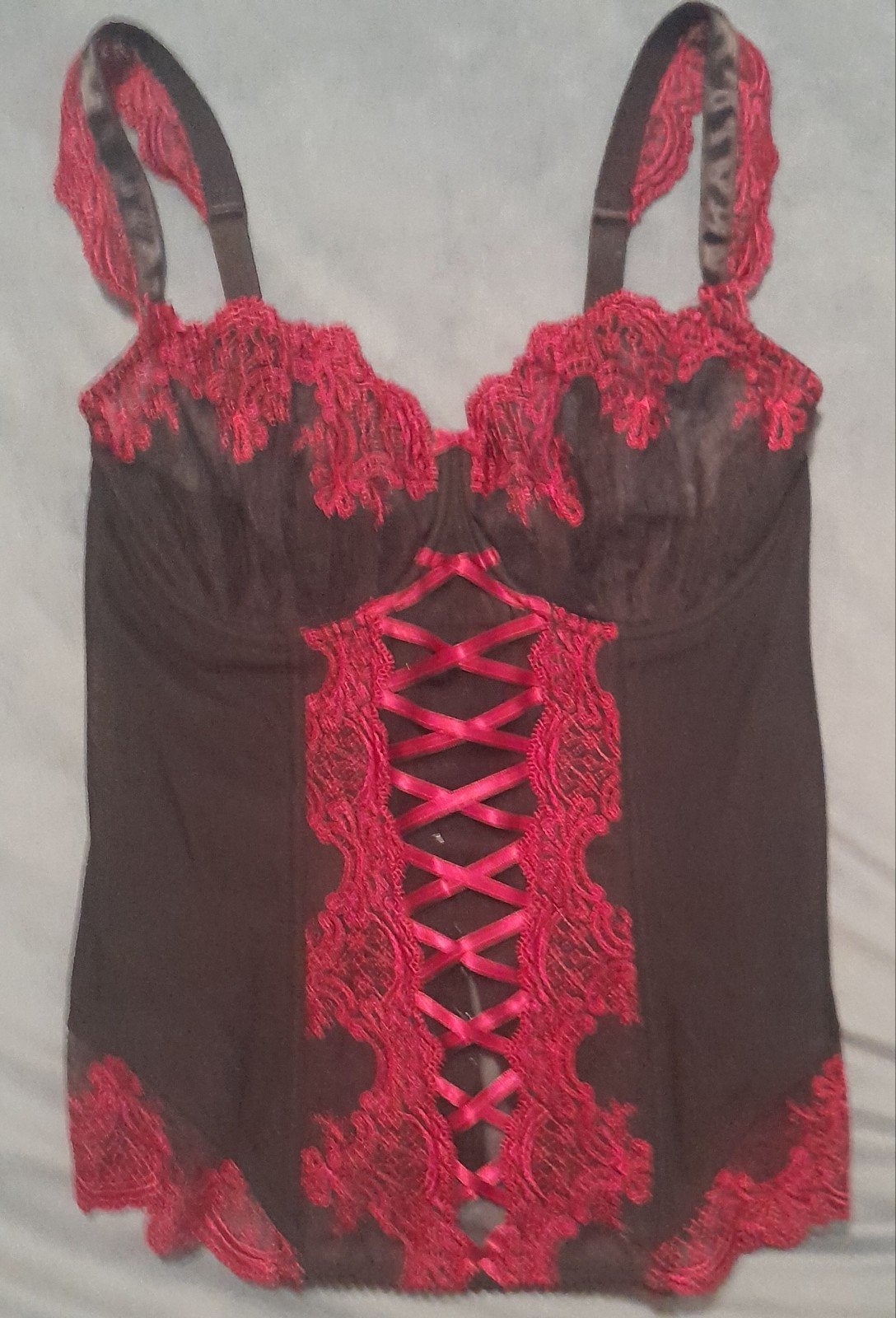 Aubade Body/Korset Zwart met Rood Kant, Aubade, Ophalen of Verzenden, Zwart, Body of Korset