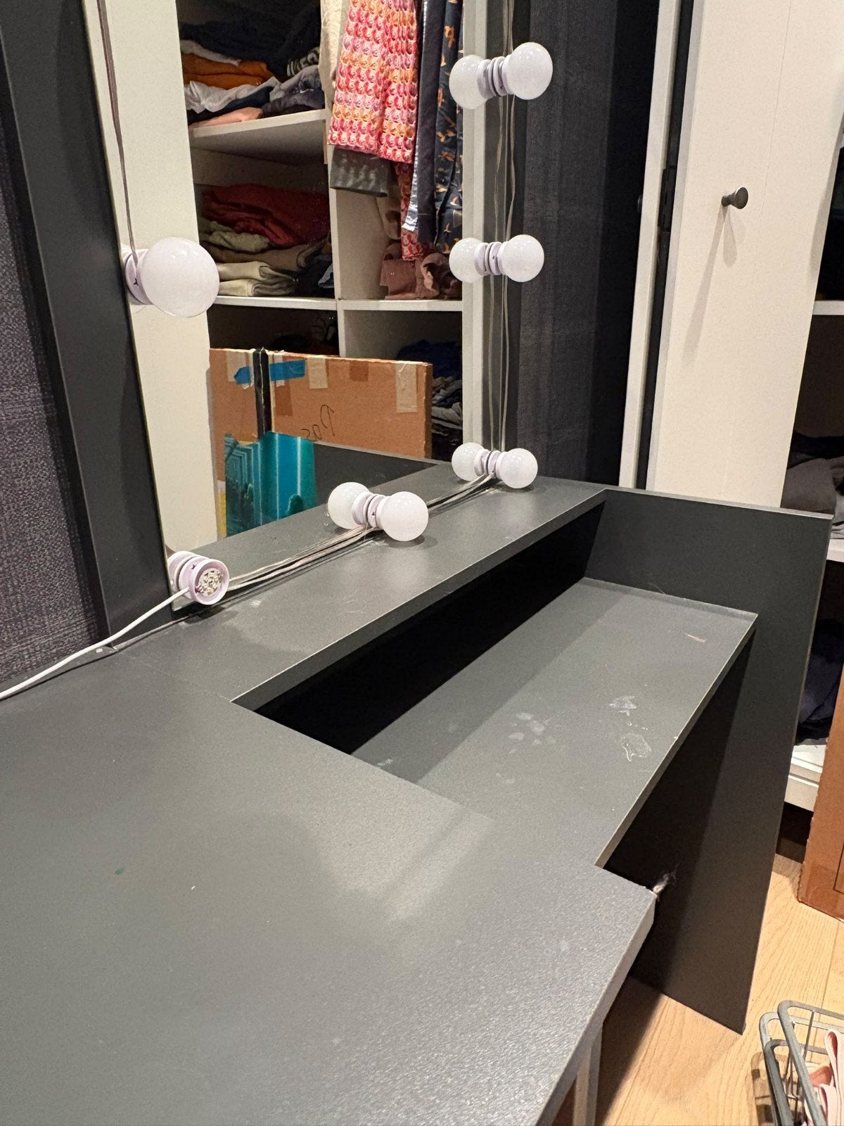 Kaptafel met spiegel, lades en verlichting, Ophalen of Verzenden