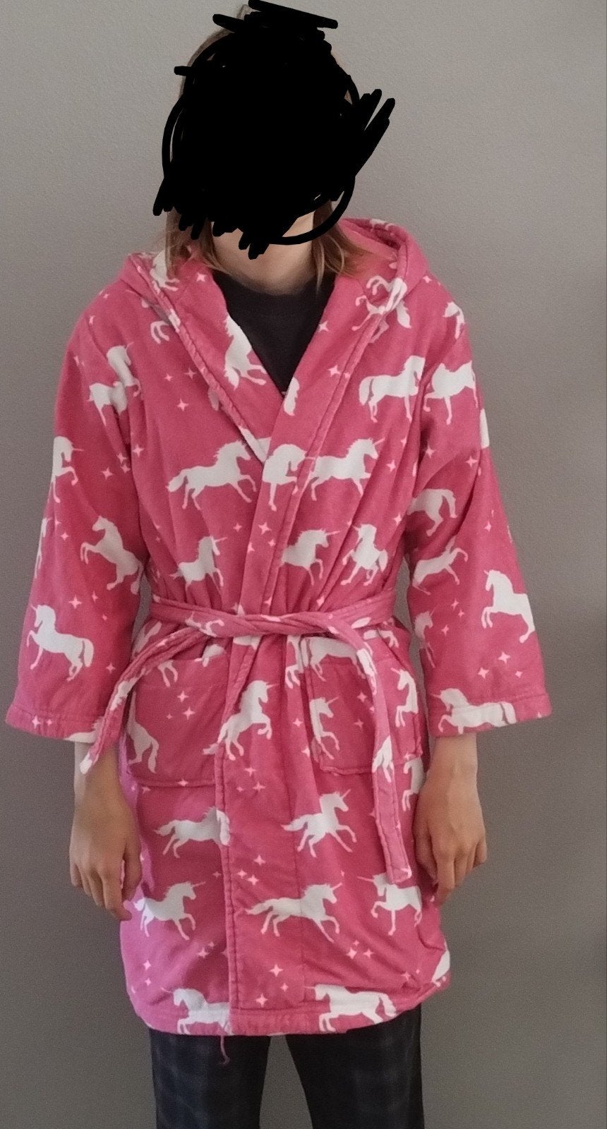 Roze eenhoorn badjas maat 146?, Ophalen, Zo goed als nieuw, Meisje, Nacht- of Onderkleding