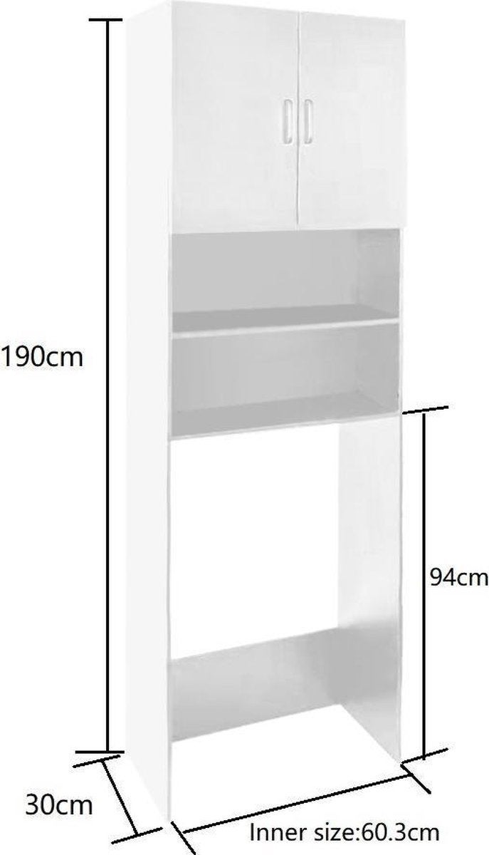 Wasmachinekast / Wasdrogerkast wit - 190cm hoog, Huis en Inrichting, Kasten | Overige, Ophalen, Gebruikt