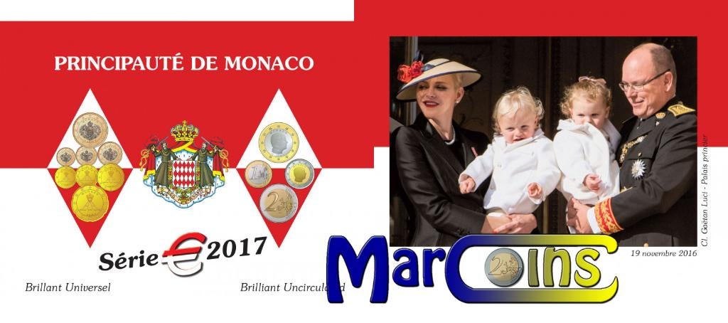 BU set Monaco 2017 - 1 cent t/m 2 euro - Blister, Postzegels en Munten, Munten | Europa | Euromunten, Verzenden, Monaco, Overige waardes