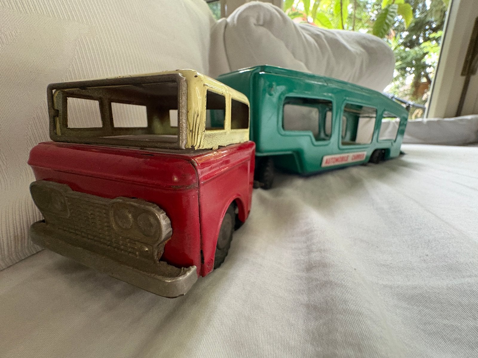 Vintage Cragstan Blikken Autotransporter – 50/60 – Japan, Ophalen of Verzenden, Gebruikt, Bus of Vrachtwagen