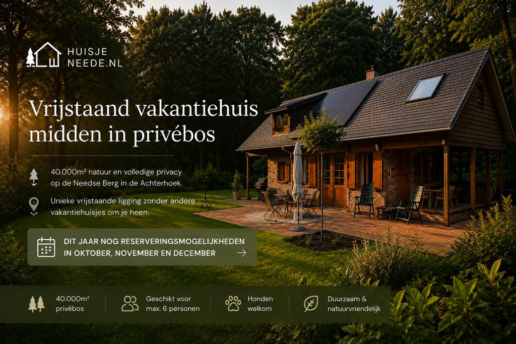 Vakantiehuis - vrijstaand in bos - huur in Okt, Nov of Dec, In bos, Open haard, Landelijk, Gelderland en Veluwe