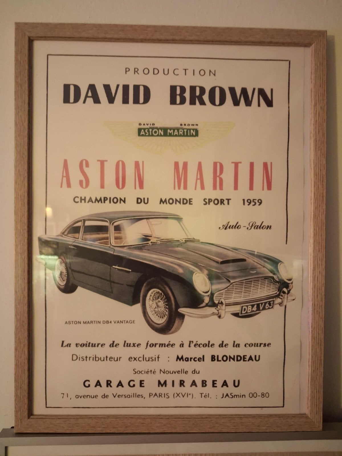 David Brown Aston Martin DB4 Vantage Poster Ingelijst, Ophalen of Verzenden