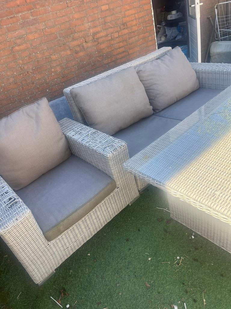 Deel van een Loungeset met Tafel en Kussens, Tuin en Terras, Ophalen, 4 zitplaatsen, Gebruikt, Loungeset