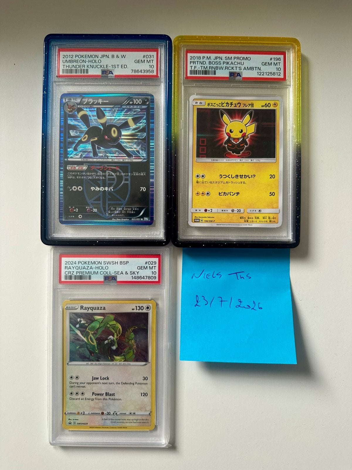 Zeldzame PSA 10 Pokémon Kaarten: Umbreon, Pikachu, Rayquaza, Hobby en Vrije tijd, Verzamelkaartspellen | Pokémon, Nieuw, Meerdere kaarten