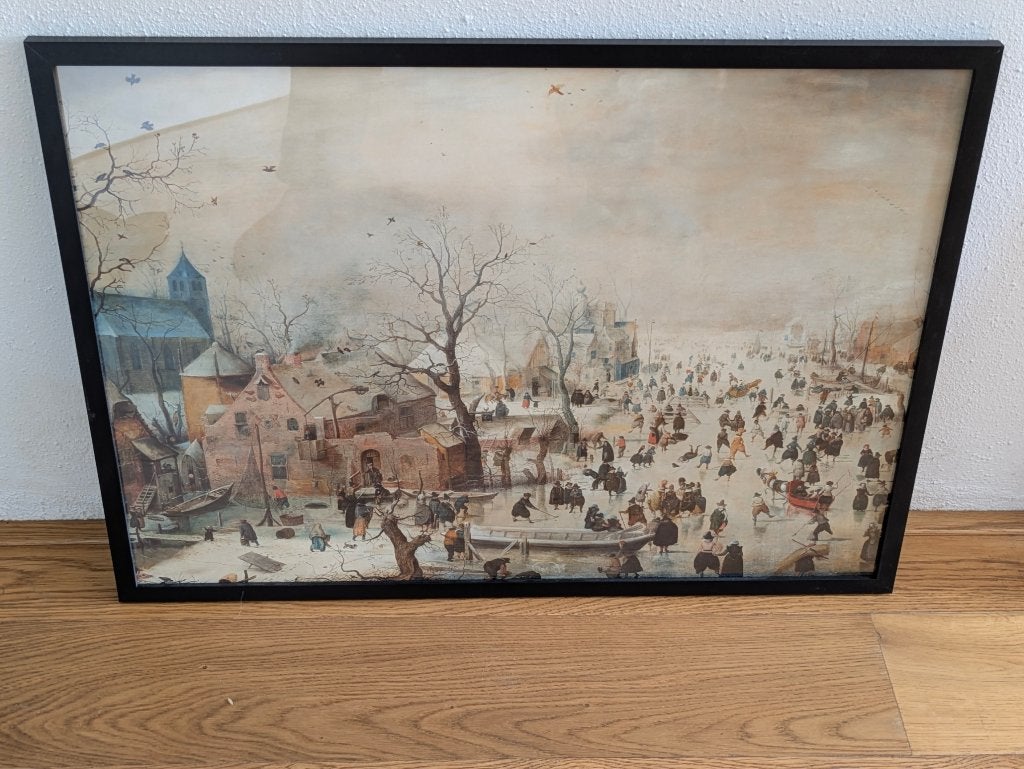 Poster Hendrick Avercamp - Winterlandschap met schaatsers, Ophalen, Gebruikt, 50 tot 75 cm, Foto of Poster