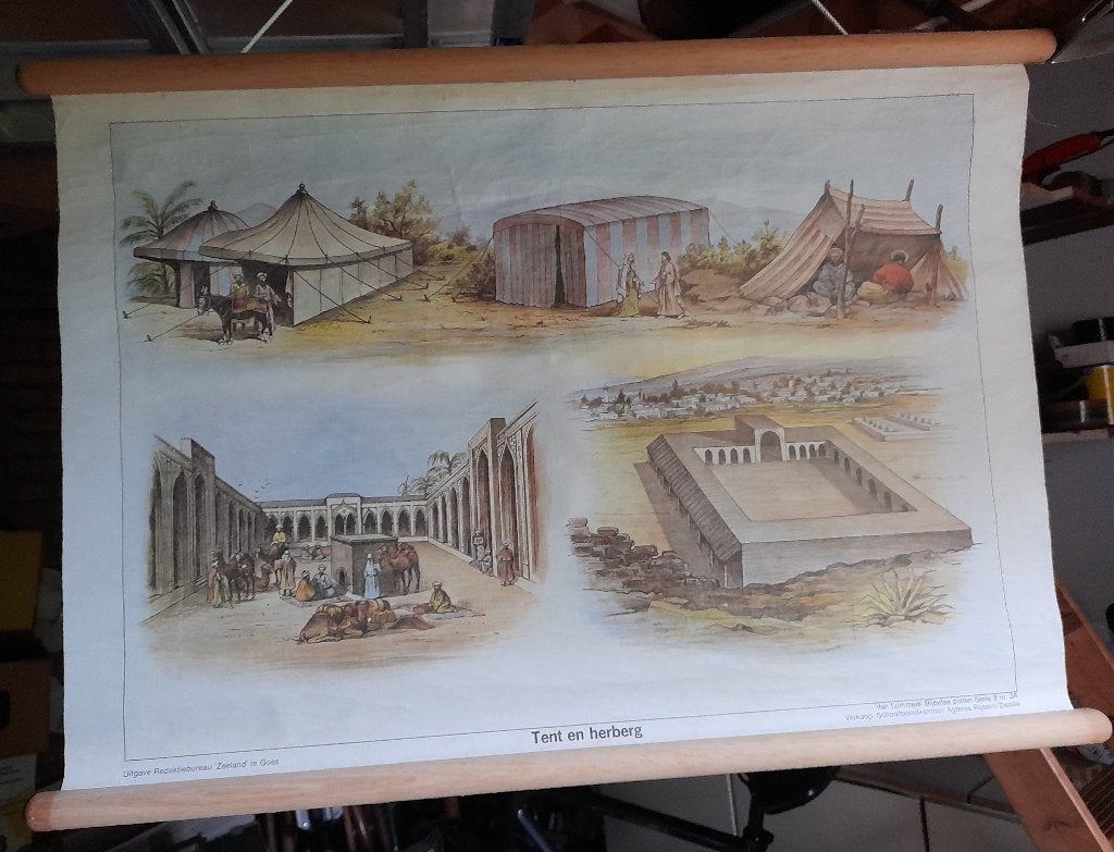 SCHOOLPLAAT Tent en Herberg Van Lummel Bijbelse platen, Antiek en Kunst, Ophalen of Verzenden, Overige thema's