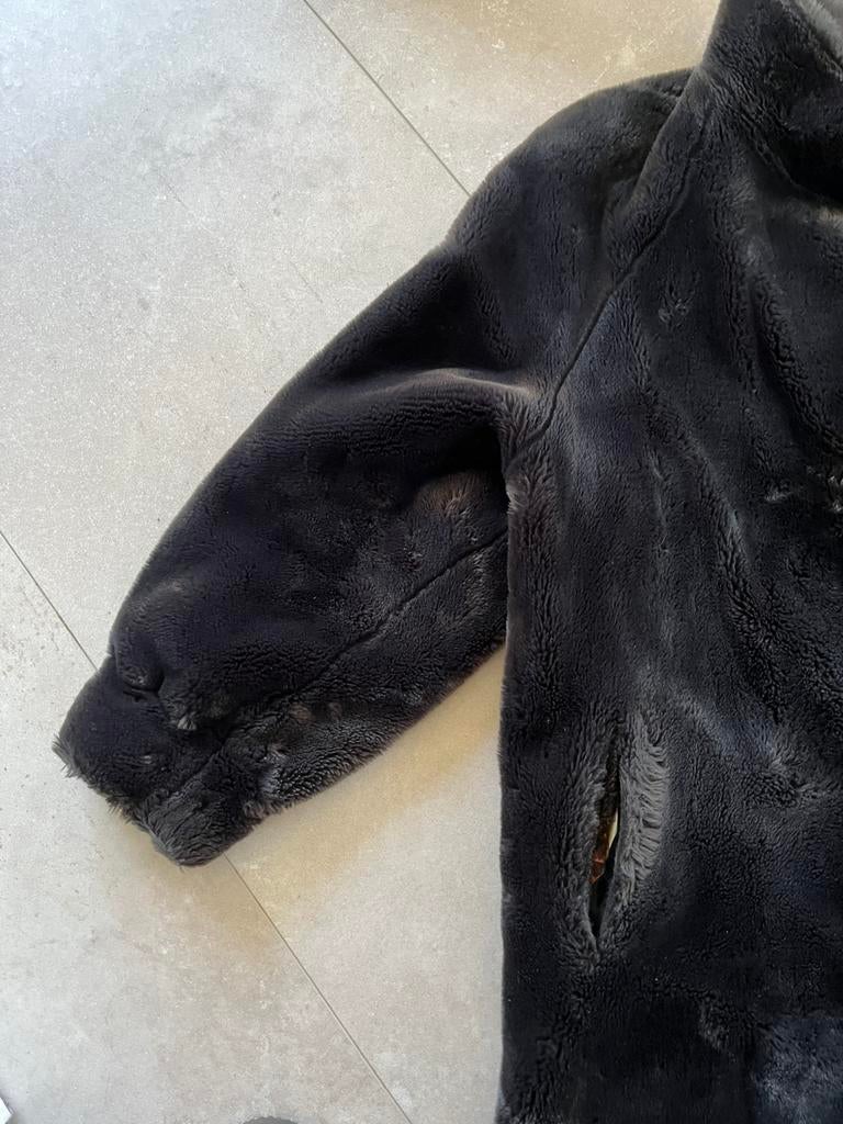 Vintage bontjas mt 38 met gratis bijpassende muts, Maat 38/40 (M), Zwart, Ophalen of Verzenden, Vintage