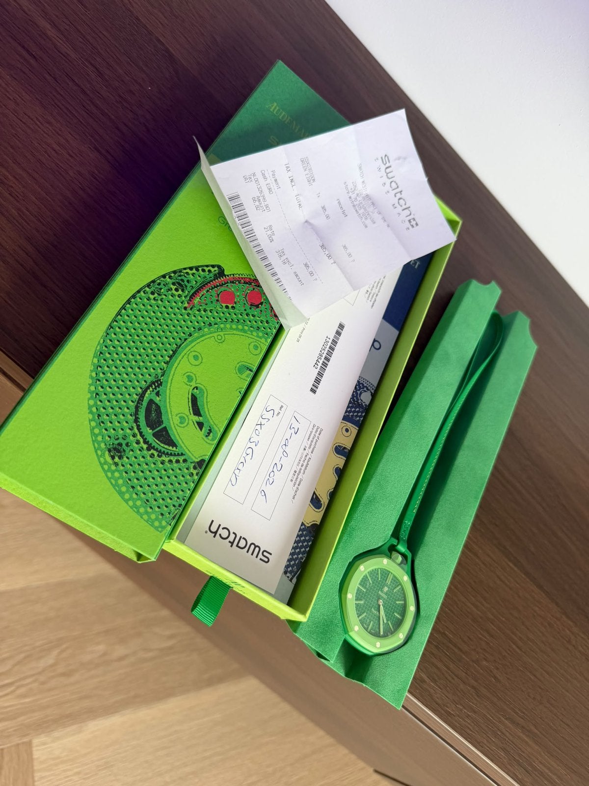 Swatch royal pop audemars piguet - green eight., Sieraden, Tassen en Uiterlijk, Ophalen of Verzenden, Nieuw, Kunststof, Swatch