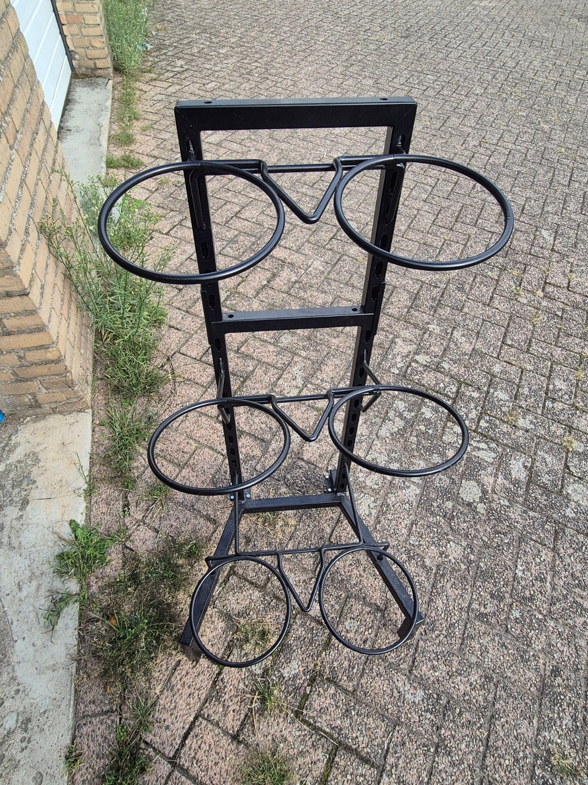 Zwart metalen plantenrek voor 6 bloempotten, Ophalen, Gebruikt, Minder dan 60 cm, Metaal