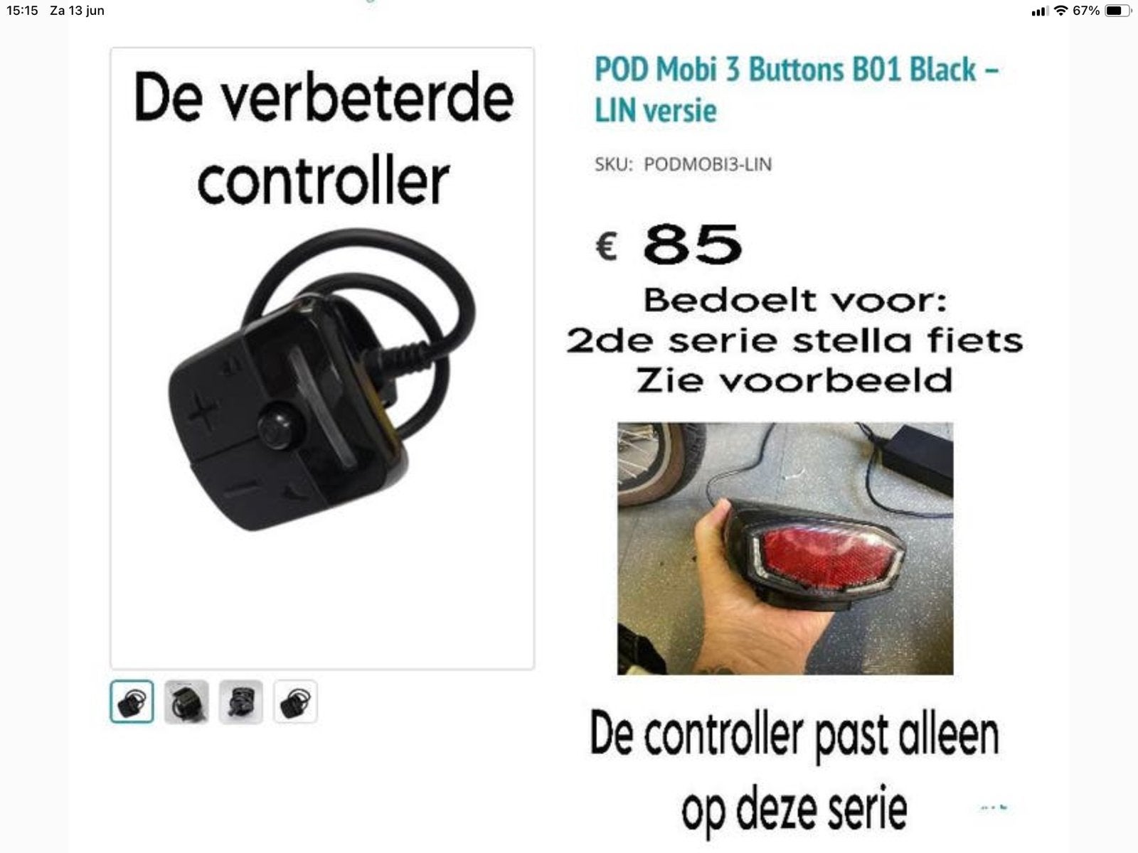 Controller stella fiets 2de serie, Ophalen of Verzenden, Zo goed als nieuw