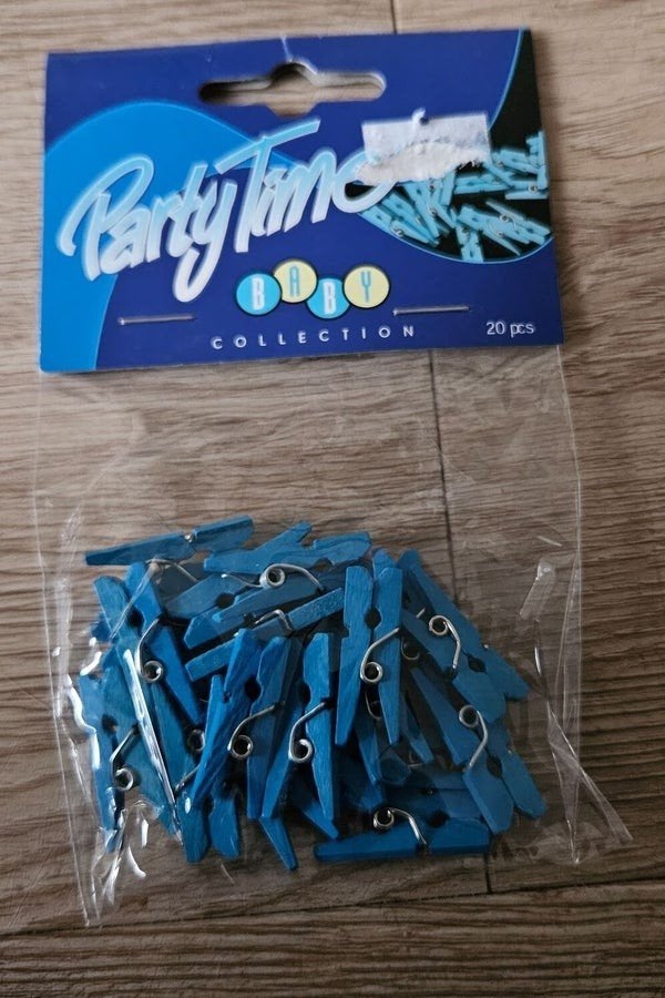20 stuks blauwe mini wasknijpers - Baby Party Time, Onbekend, Nieuw, Ophalen of Verzenden, Onbekend