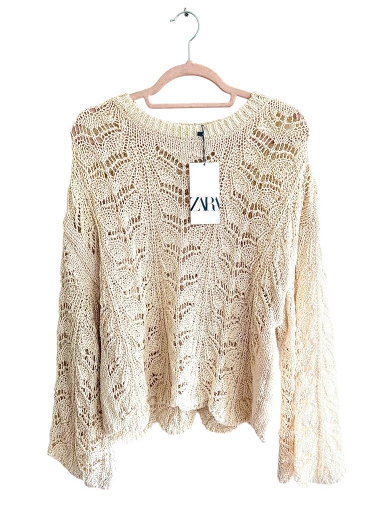 Gehaakte/crochet trui creme Zara nieuw met label, Kleding | Dames, Blouses en Tunieken, Ophalen of Verzenden, Nieuw, Maat 42/44 (L)