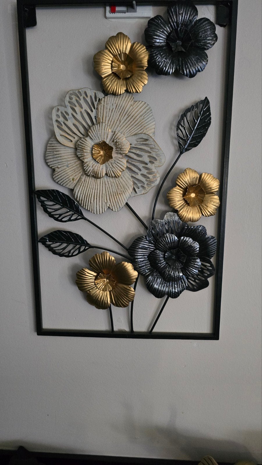 Grote metalen wanddecoratie met bloemen, Ophalen, Metaal, Meerkleurig, Decoratieobject