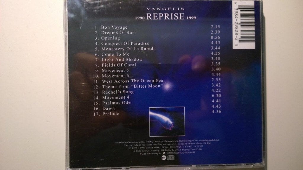 Vangelis - Reprise 1990-1999, Ophalen of Verzenden, Zo goed als nieuw, Pop, Album