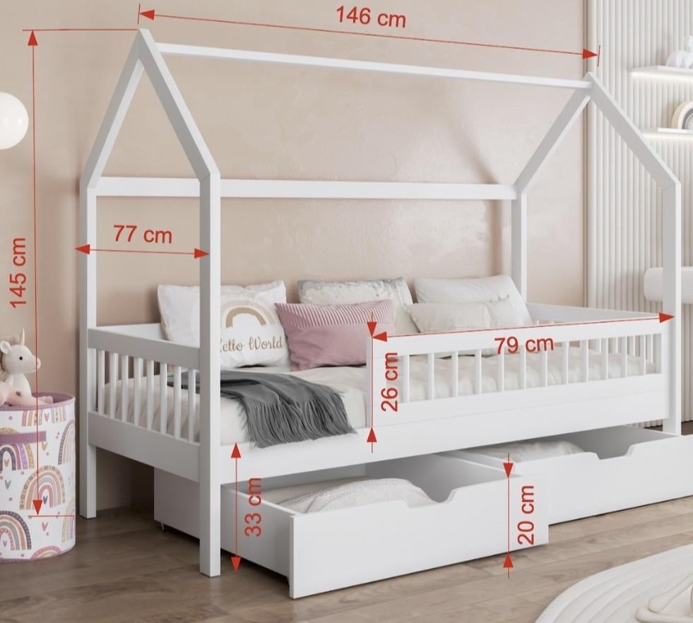 Kinderbed huisje 140x70 met lade, Ophalen of Verzenden, 180 cm of meer, 70 tot 85 cm, Matras