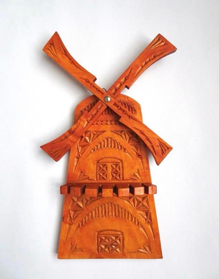 Vintage 40s 60s molen molentje hout handgemaakt bruin antiek, Verzenden, Hout, Vintage, Decoratieobject