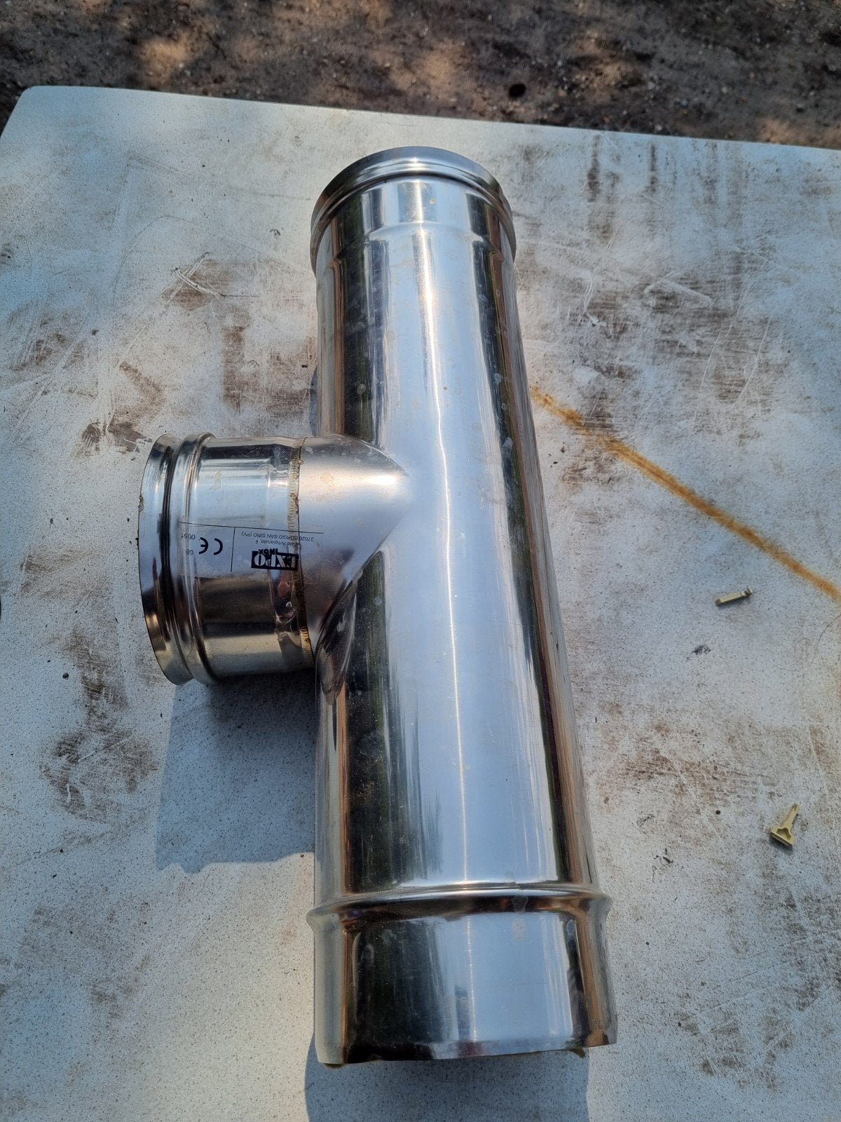 RVS rookkanaal T-stuk 100mm dubbelwandig, Ophalen of Verzenden, Gebruikt, Overige typen