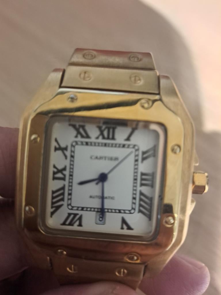Cartier Santos Automatic Horloge Goud, Ophalen of Verzenden