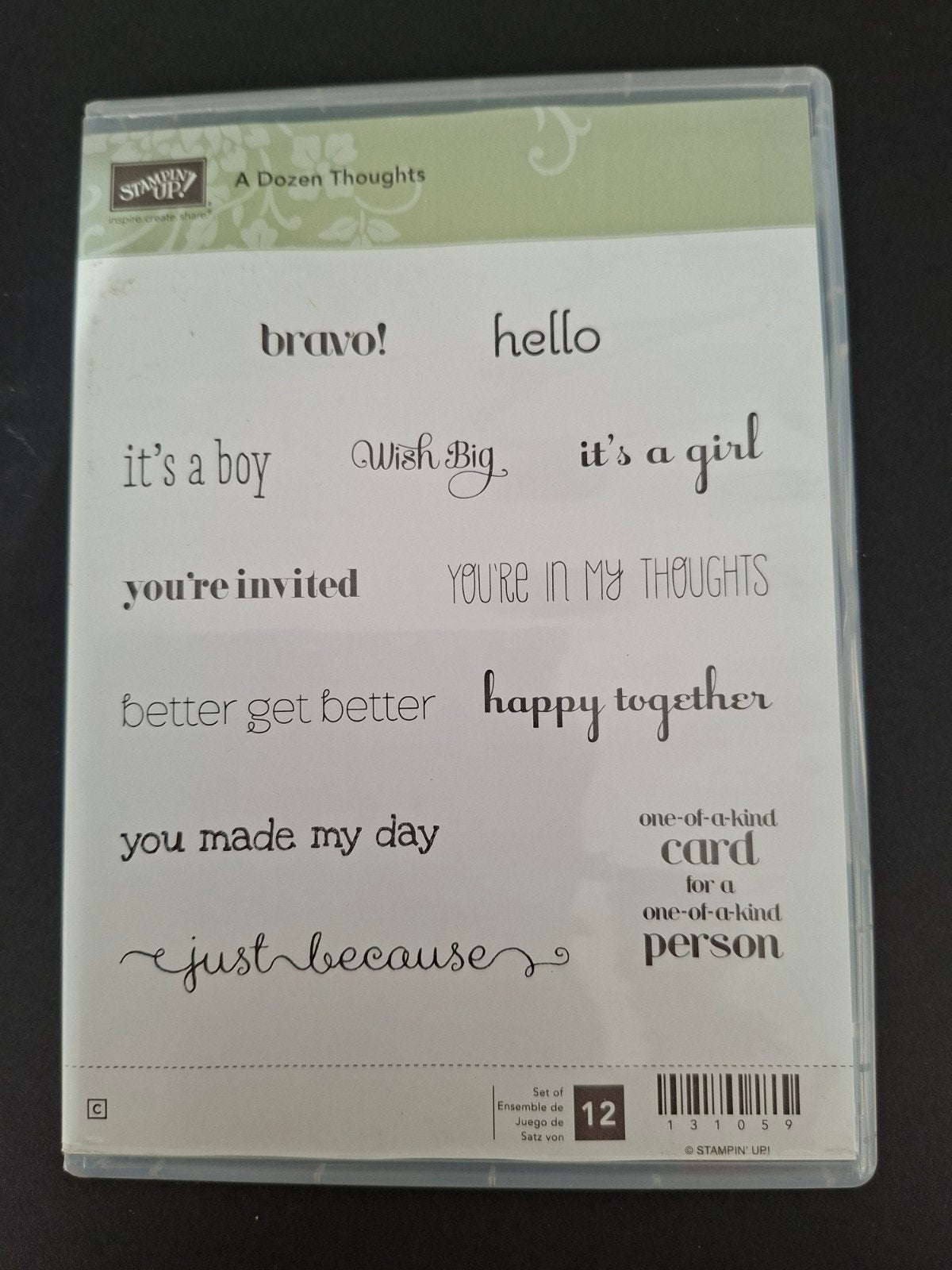 Stampin' Up! A Dozen Thoughts stempelset, Hobby en Vrije tijd, Ophalen of Verzenden, Gebruikt, EZ-mounted stempel