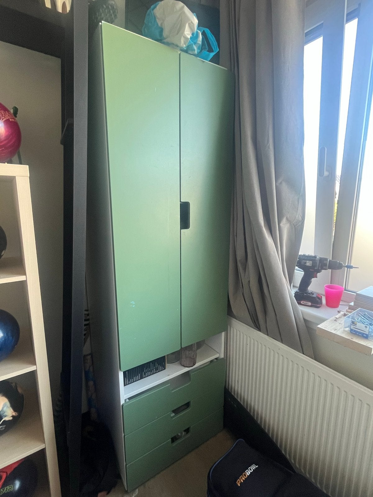 Groene IKEA kast met extra plank - 192x60x51 cm, Ophalen, Gebruikt, 50 tot 100 cm, 150 tot 200 cm