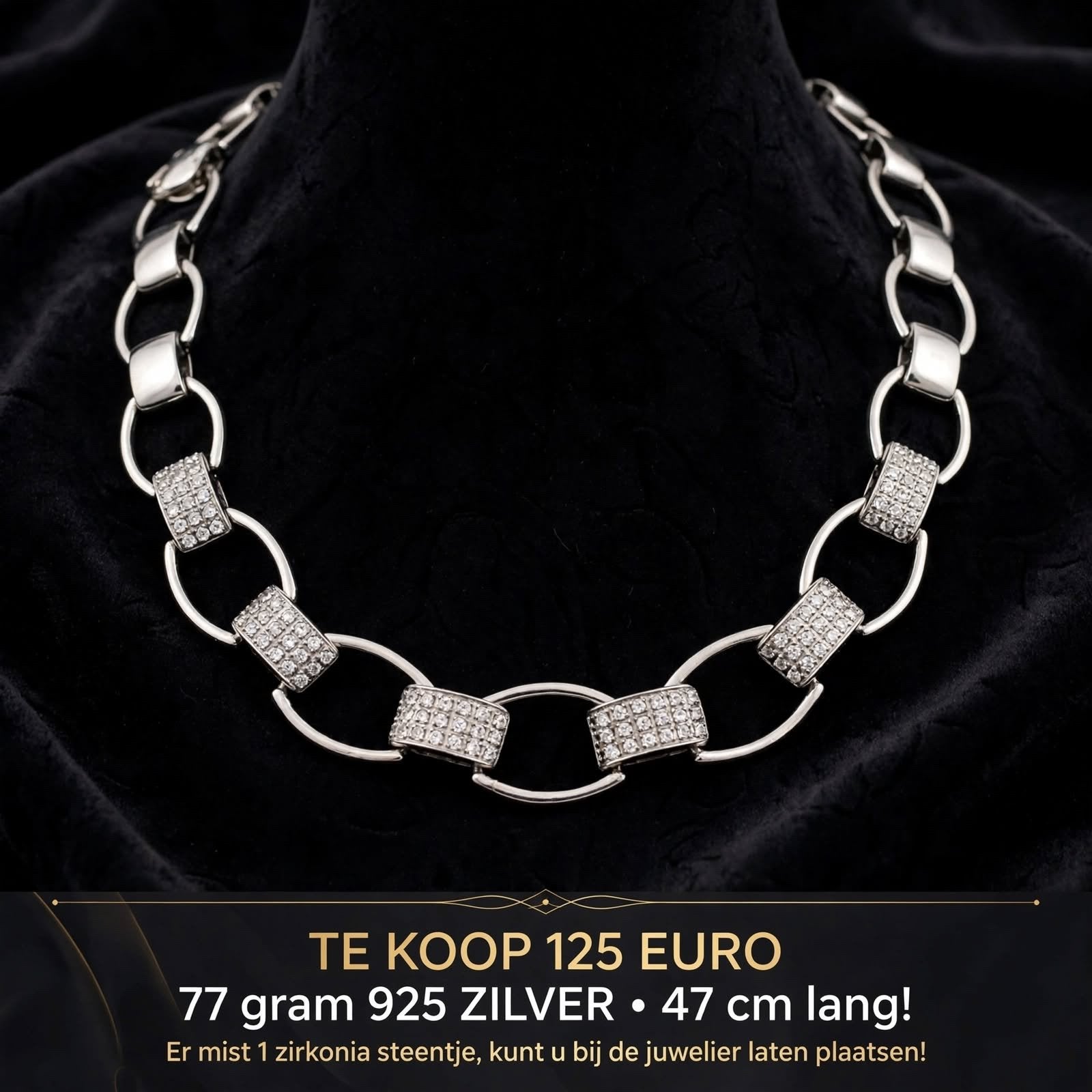 Zinzi collier ketting /zitkonia, Ophalen of Verzenden, Zo goed als nieuw, Zilver