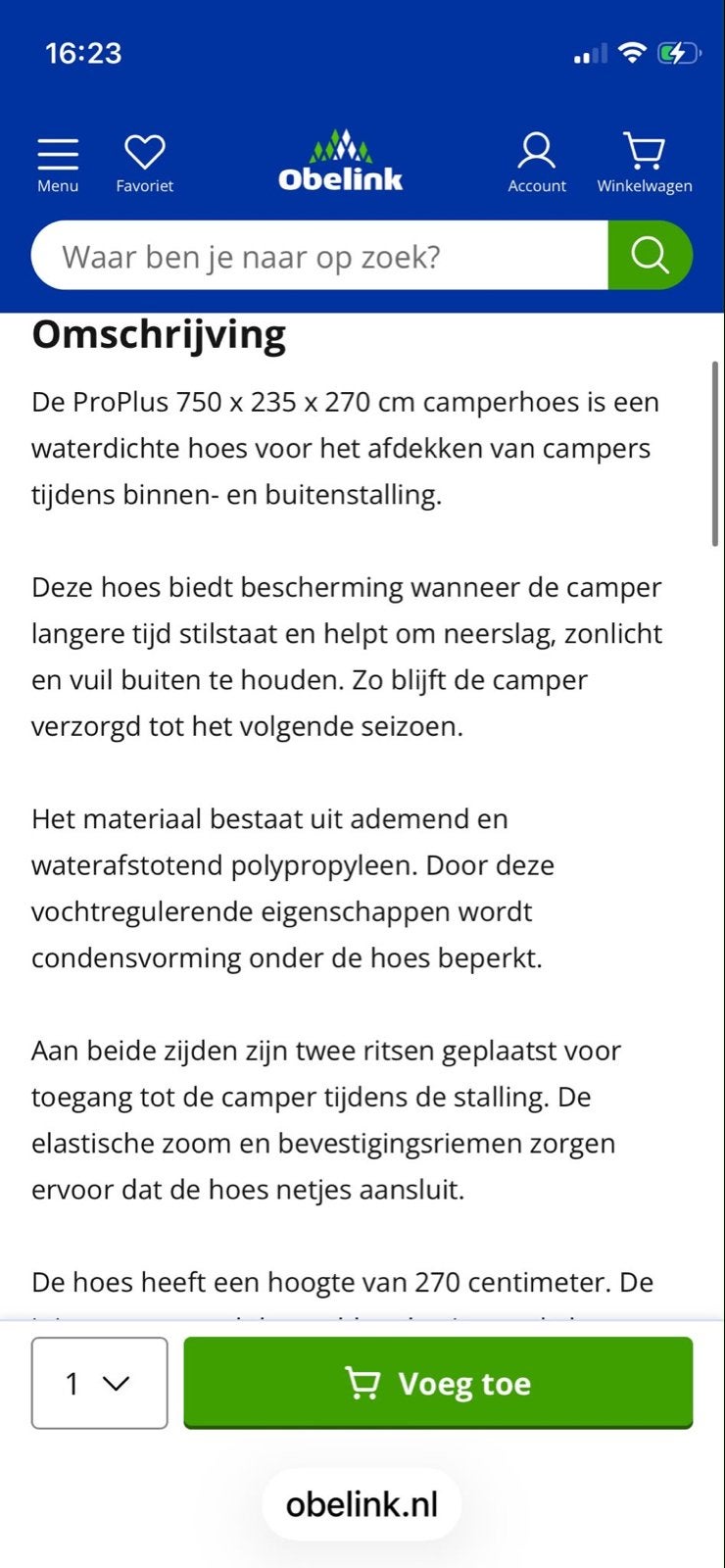 ProPlus Camperhoes 750x235x270 cm - Nieuw in doos, Ophalen, Nieuw