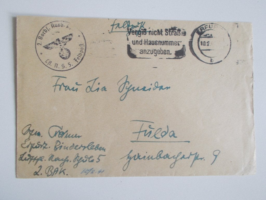 Duitse Rijk, Veldpostenvelop Bordfunker (?) Ausbildung WO II, Ophalen, Envelop