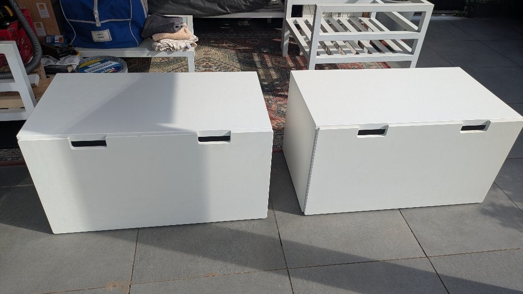 Ikea Smastad speelgoedlades met bank 2 x wit, Ophalen, Gebruikt, Wit, Opbergmeubel