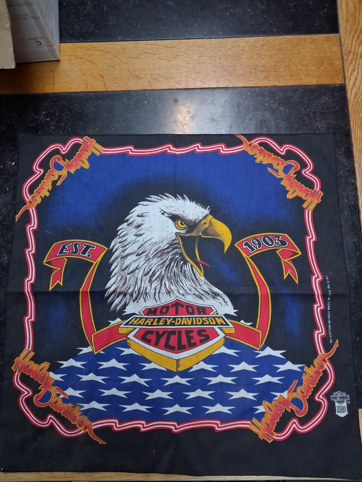 Vintage Harley-Davidson Bandana - Adelaar & Vlag, Motoren, Ophalen of Verzenden, Zo goed als nieuw