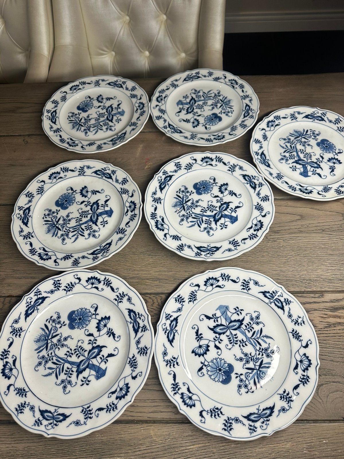 Set van 7 vintage Blue Danube dinerborden (Japan, 1951-1976), Antiek en Kunst, Antiek | Servies los, Verzenden
