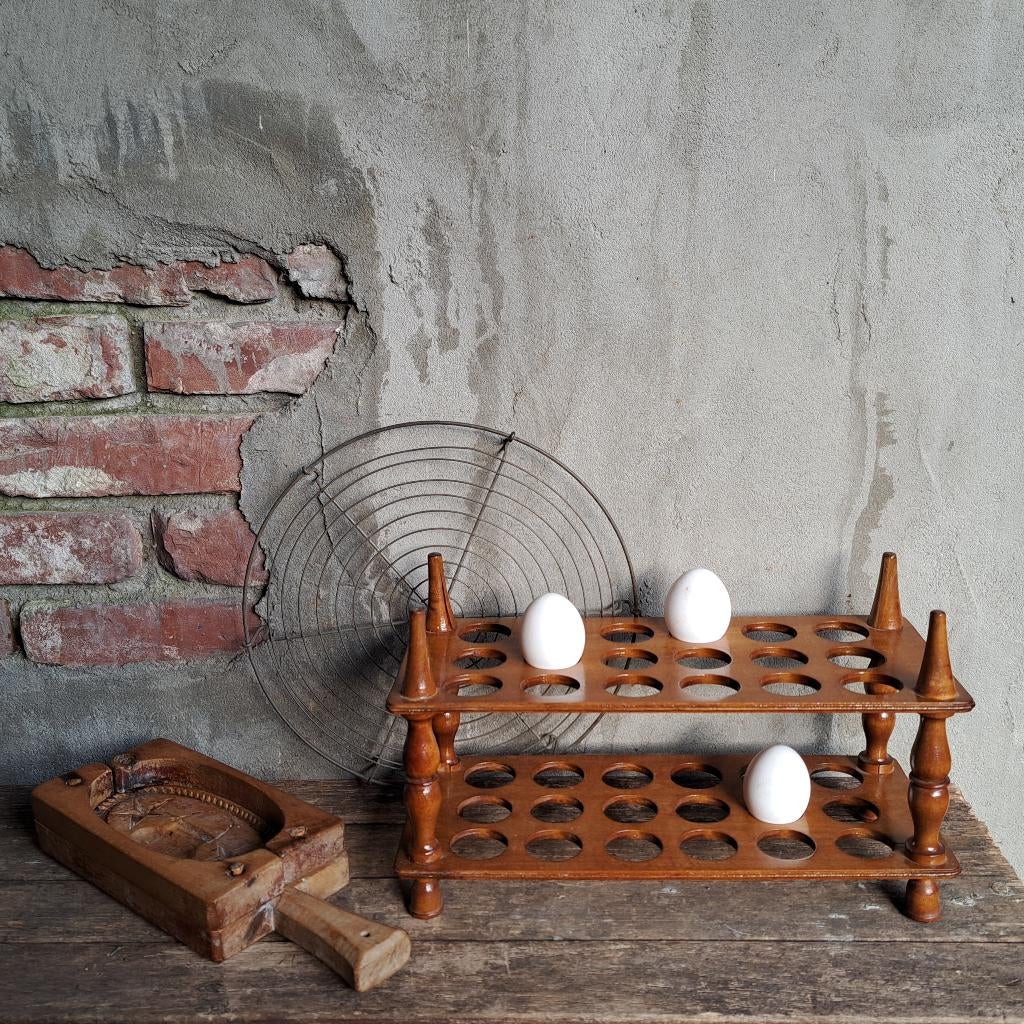 Brocante oud houten dubbel eierrek voor 36 eieren *Etage3*, ., Ophalen of Verzenden, Zo goed als nieuw, .