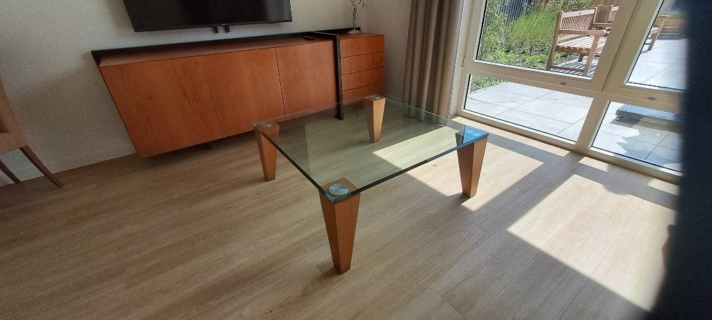 salontafel, Huis en Inrichting, Tafels | Salontafels, Ophalen, Glas, Gebruikt, 50 tot 100 cm