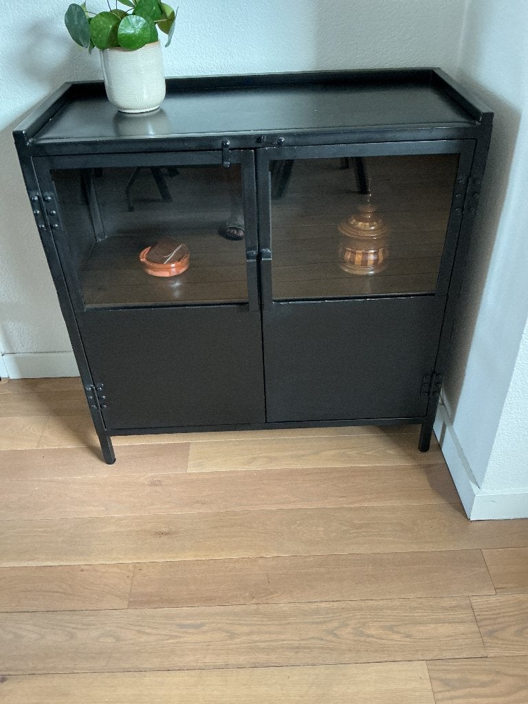 Vitrinekastje industrieel, Huis en Inrichting, Kasten | Vitrinekasten, Ophalen, 50 tot 100 cm, Zo goed als nieuw, Minder dan 100 cm