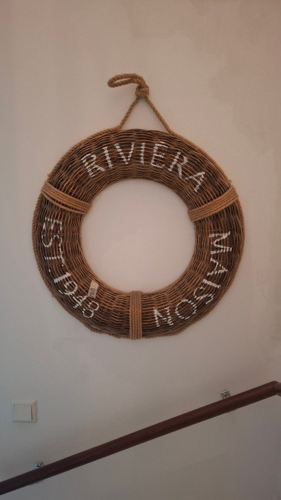 Riviera Maison reddingsboei decoratie, Ophalen, Natuurlijk materiaal, Bruin, Landelijk