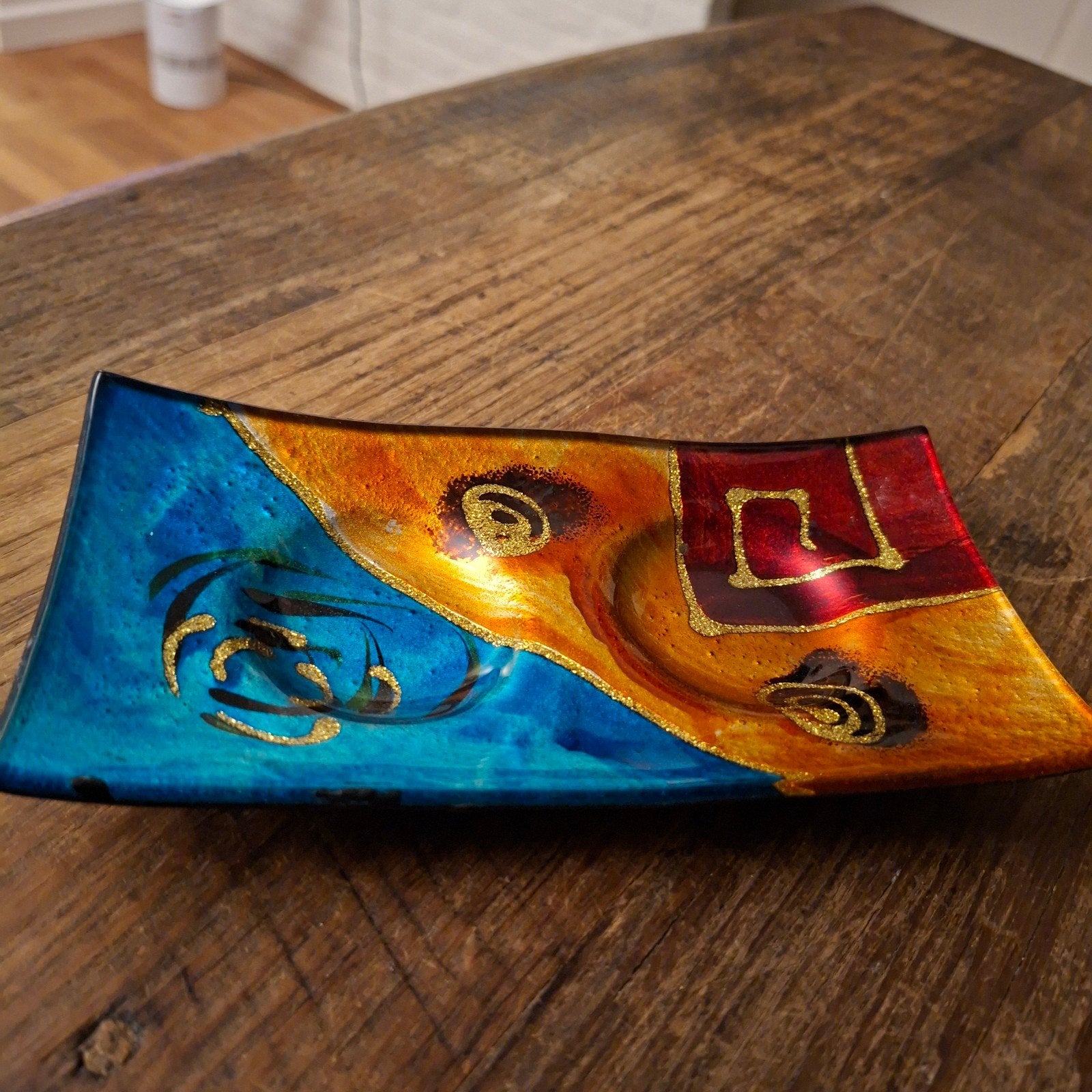 Glazen Schaaltje met mooie kleuren 18x9 cm groot, Ophalen of Verzenden