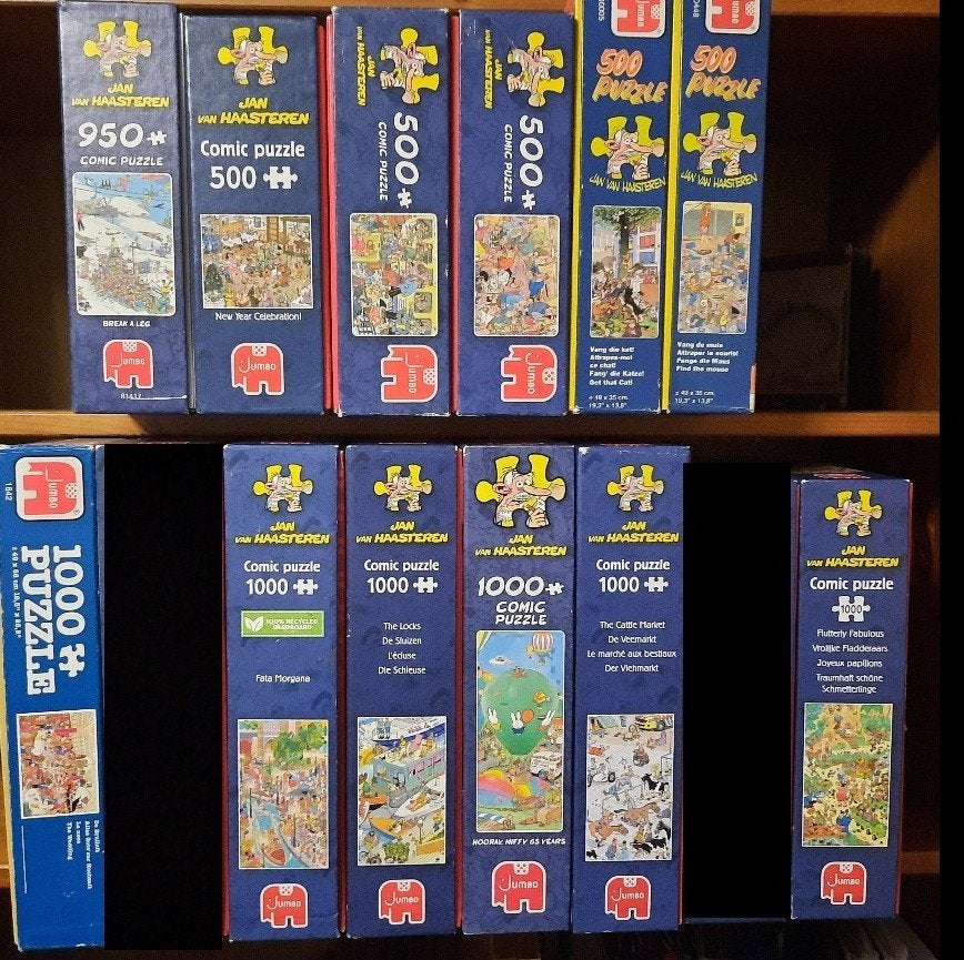 12 Jan van Haasteren puzzels, Ophalen of Verzenden, 500 t/m 1500 stukjes, Zo goed als nieuw, Legpuzzel