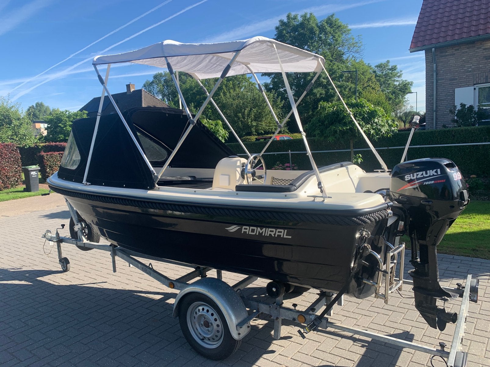 Sloep Admiral 440 inc 9,9 pk 4t en trailer, Ophalen of Verzenden, Zo goed als nieuw, Admiral, Trailer