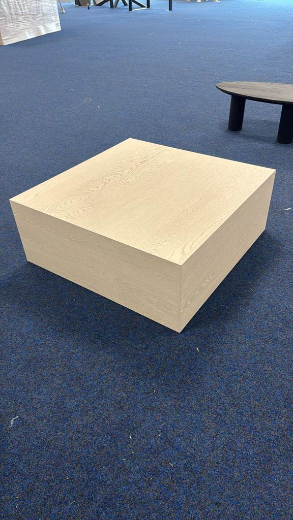 PUUUR Bloksalontafel eiken fineer - Soft Clay - 90x90, Ophalen, Nieuw, 50 tot 100 cm, Minder dan 50 cm