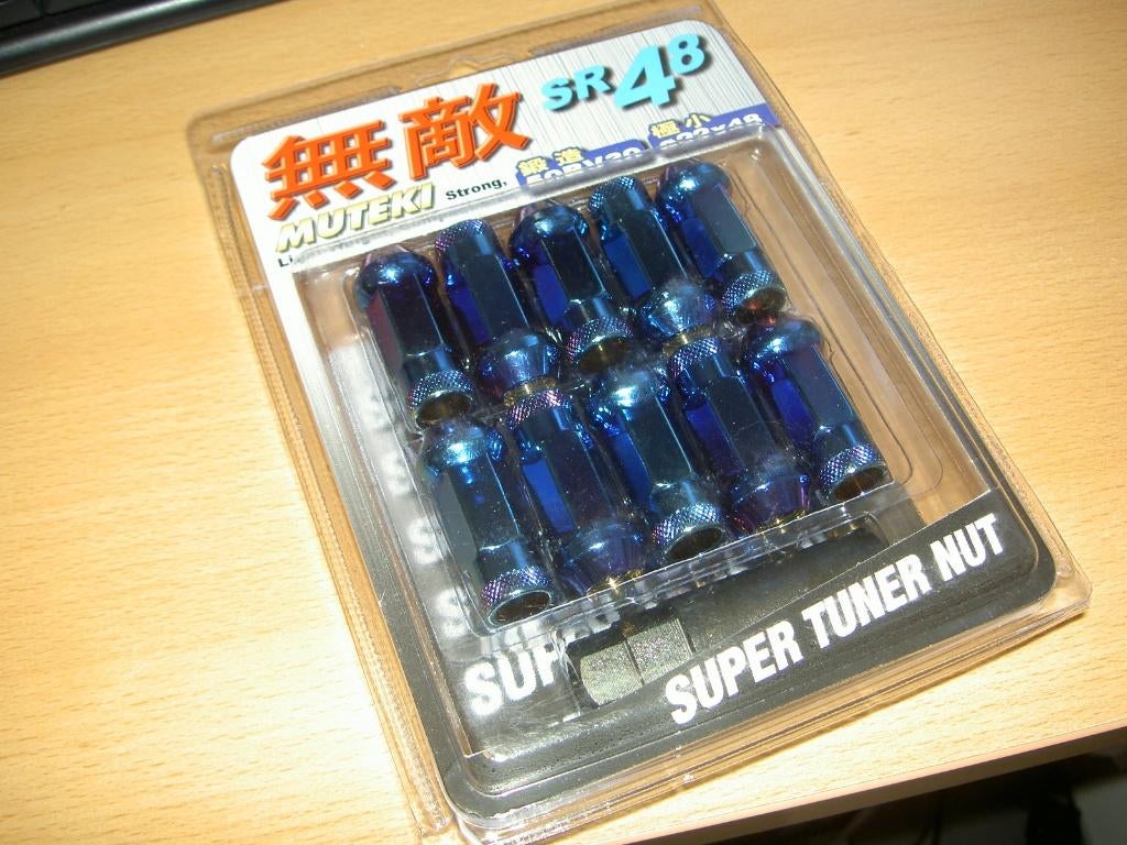 Muteki SR48 Burned blue blauw wielmoeren set M12 x 1.5, Ophalen of Verzenden