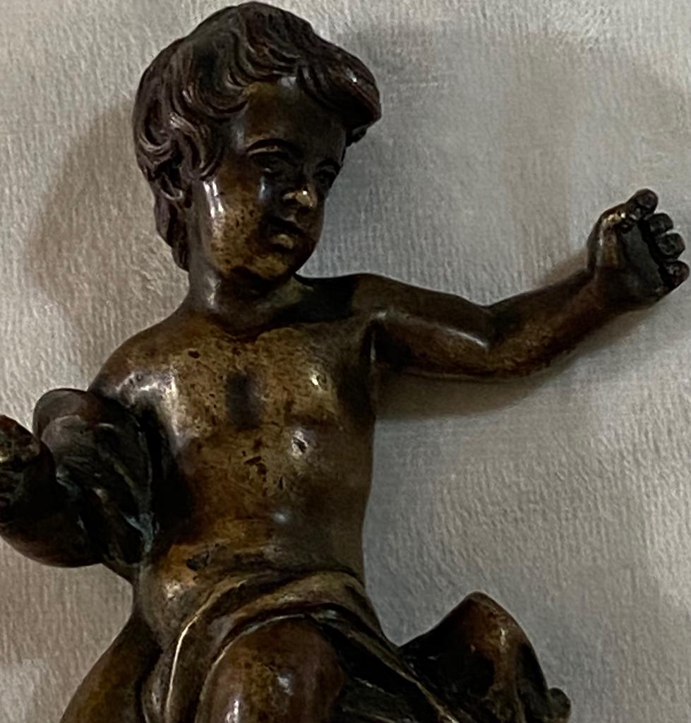 Lief klein antiek bronzen Putto frans 19Eeuw, Verzenden