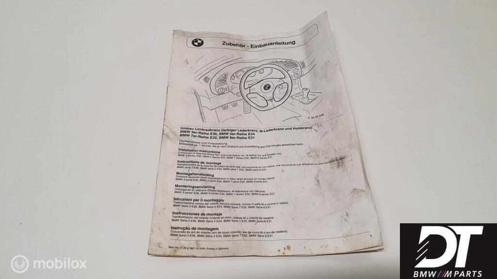 BMW E36 / E34 / E31 Sport stuur handleiding EBA 9788118, Gebruikt, Ophalen of Verzenden
