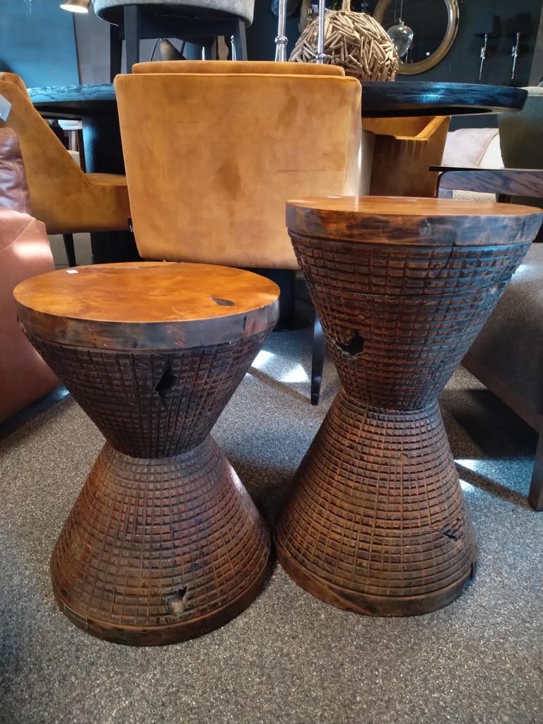 Bijzettafel diabolo robuust stoer natuurlijk hout