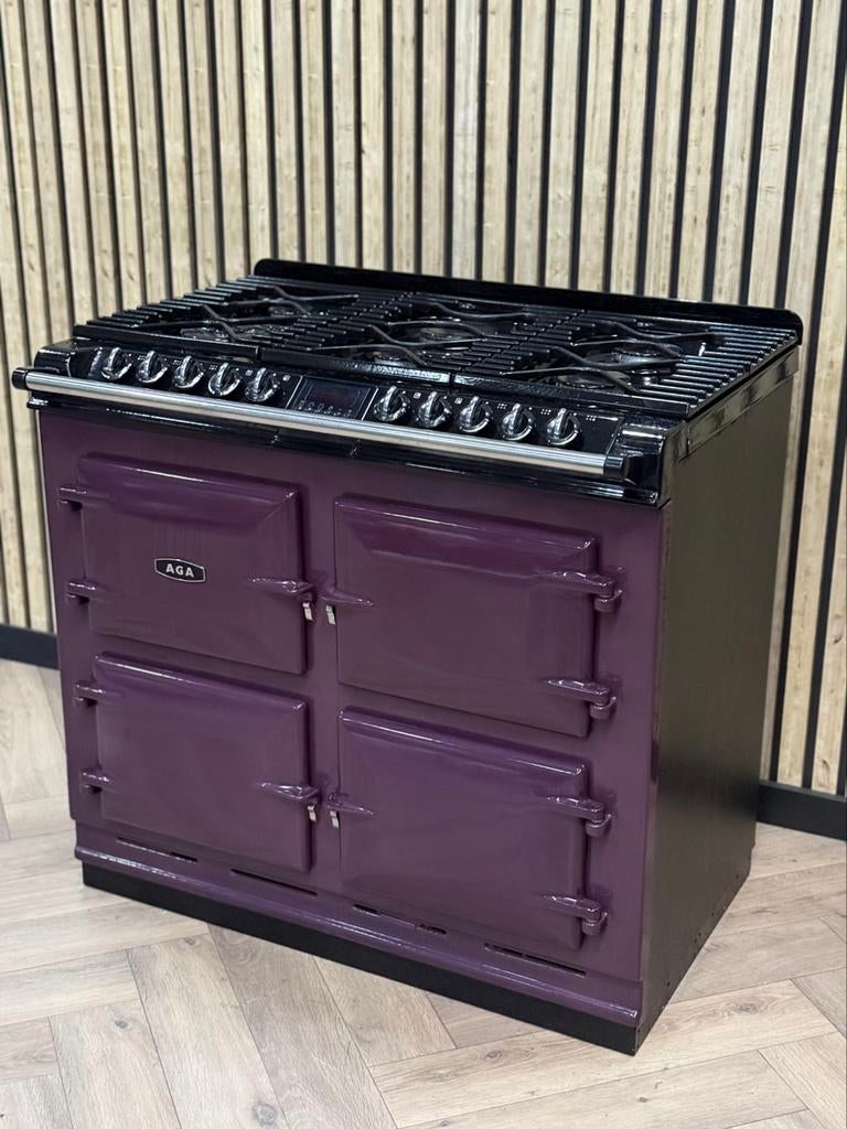 Prachtig Fornuis AGA Six Four Aubergine 4 Ovens!, Witgoed en Apparatuur, Fornuizen, Warmhoudplaat, 60 cm of meer, Ophalen of Verzenden