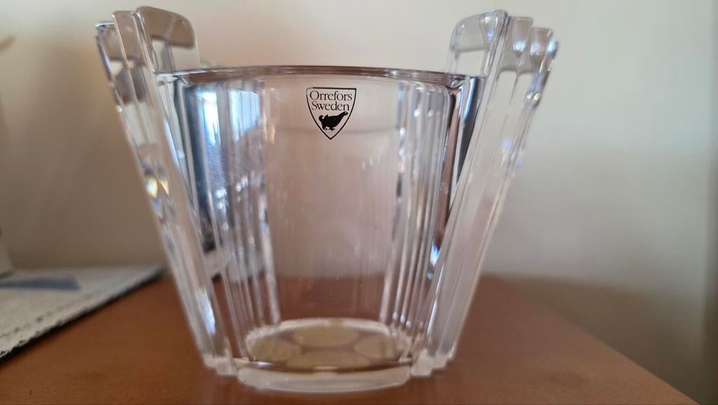 Orrefors Sweden glazen vaas / schaal / windlicht, Overige kleuren, Ophalen of Verzenden, Minder dan 50 cm, Glas