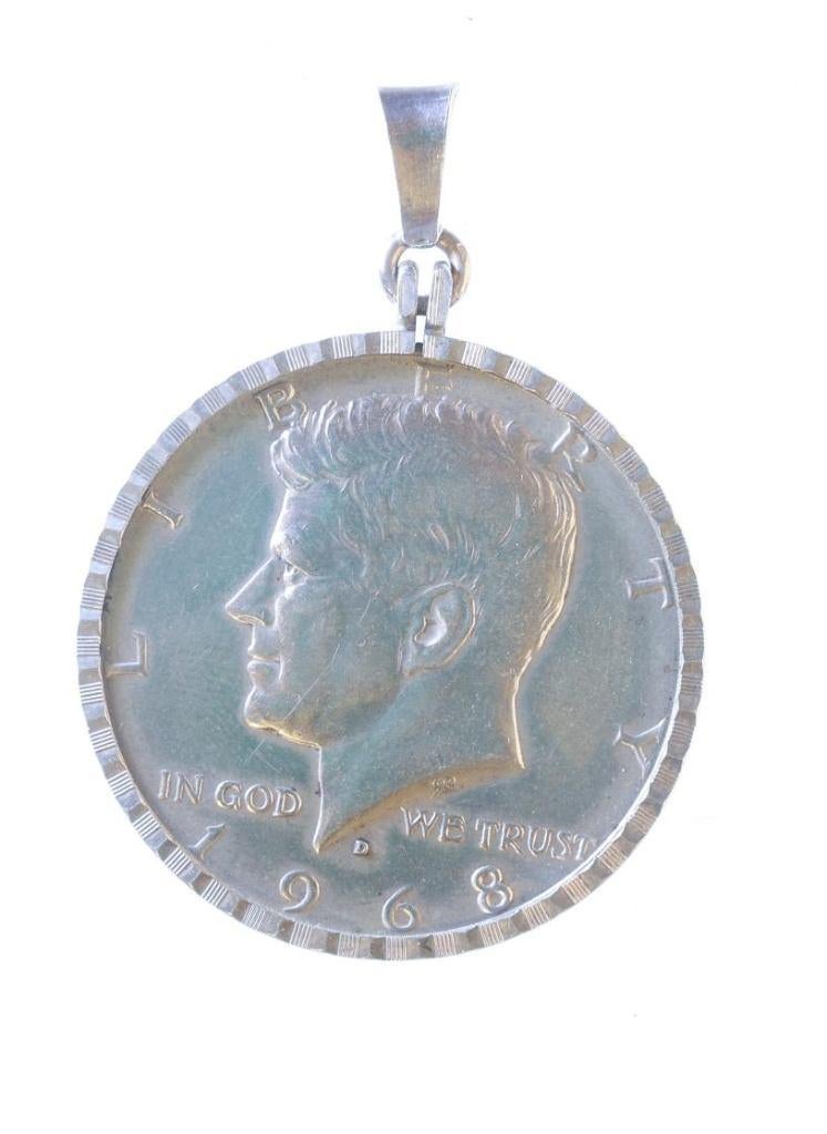 Hanger ketting Kennedy half dollar 1968, Postzegels en Munten, Penningen en Medailles, Overige materialen, Buitenland, Ophalen of Verzenden