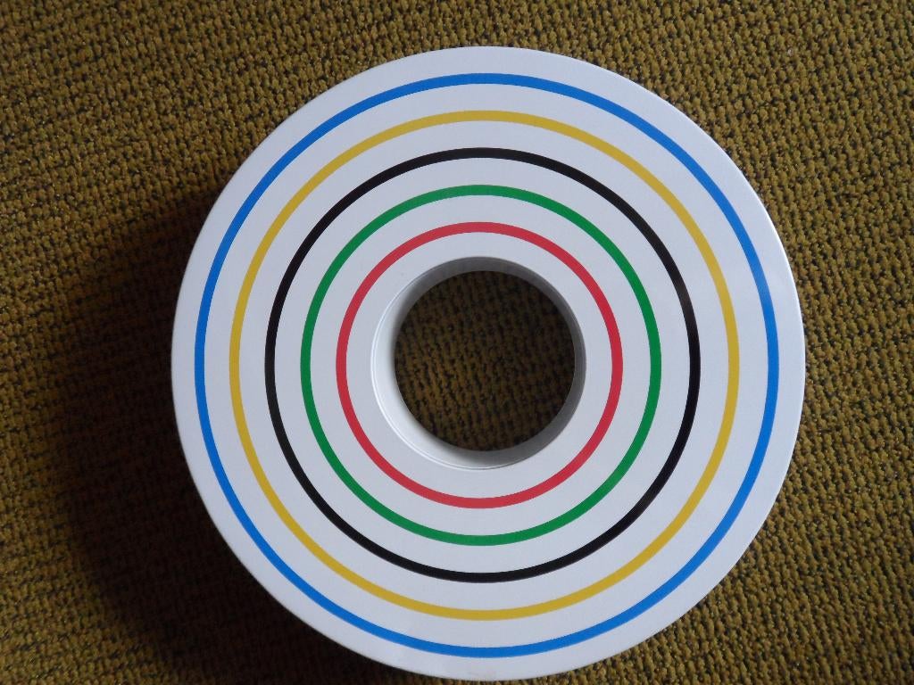 Doos/bakje met deksel, rond, gekleurde strepen, 30x30x6,5 cm, Doe-het-zelf en Verbouw, Kratten en Dozen, Doos, Minder dan 50 cm