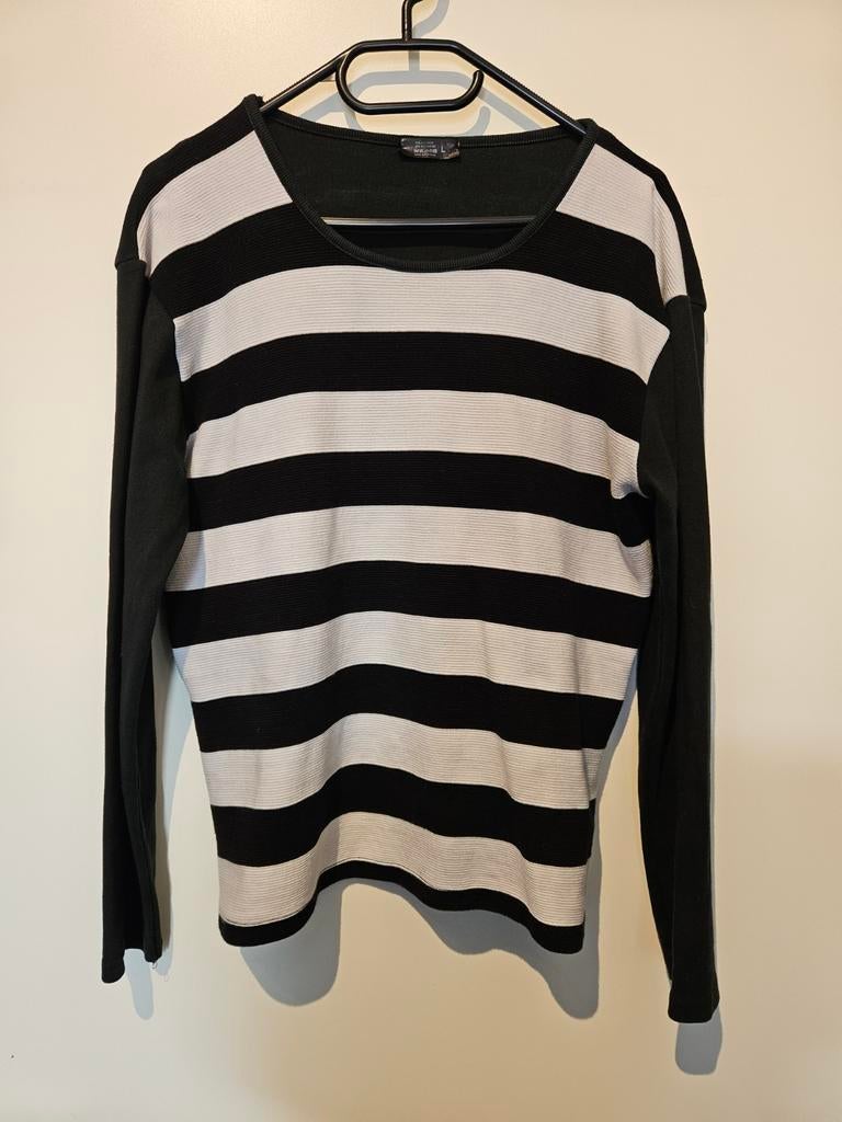 Zwart-wit gestreepte shirt - Maat L, Zwart, Maat 42/44 (L), Ophalen of Verzenden, Zo goed als nieuw